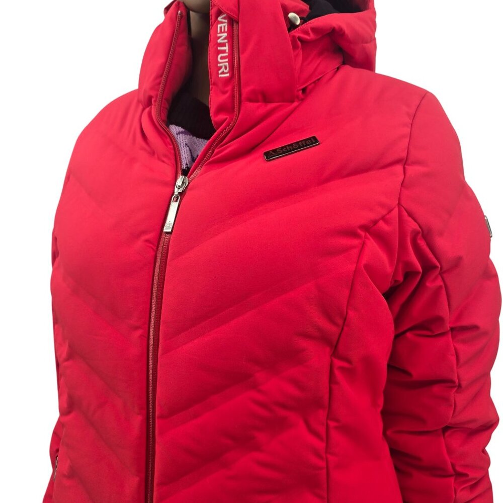 Schöffel Womens Size 10 Red Puffer Down Jacket With Hood